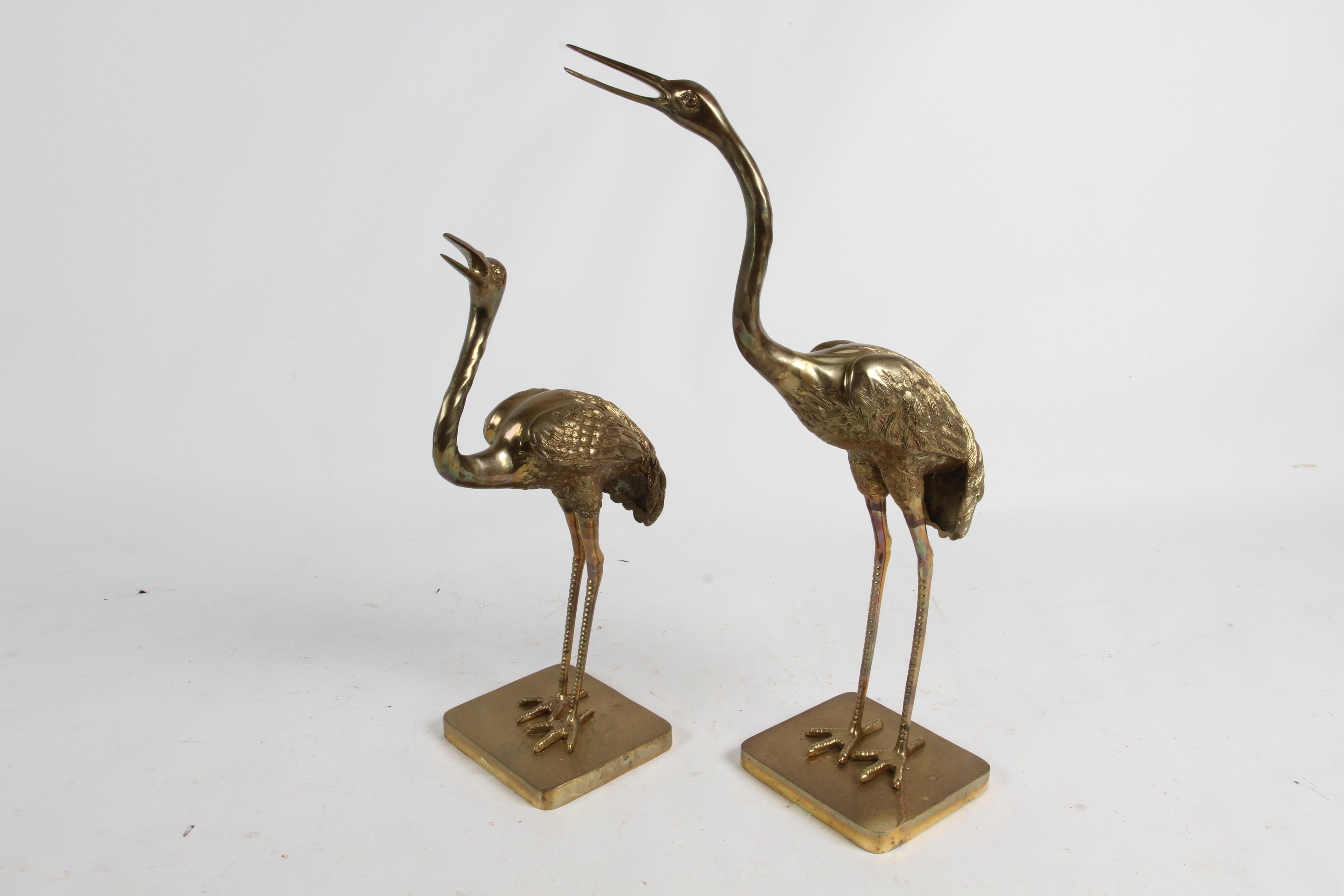 Pair of Hollywood Regency Circa 1970s Large Brass Cranes or Herons Sculptures For Sale 9