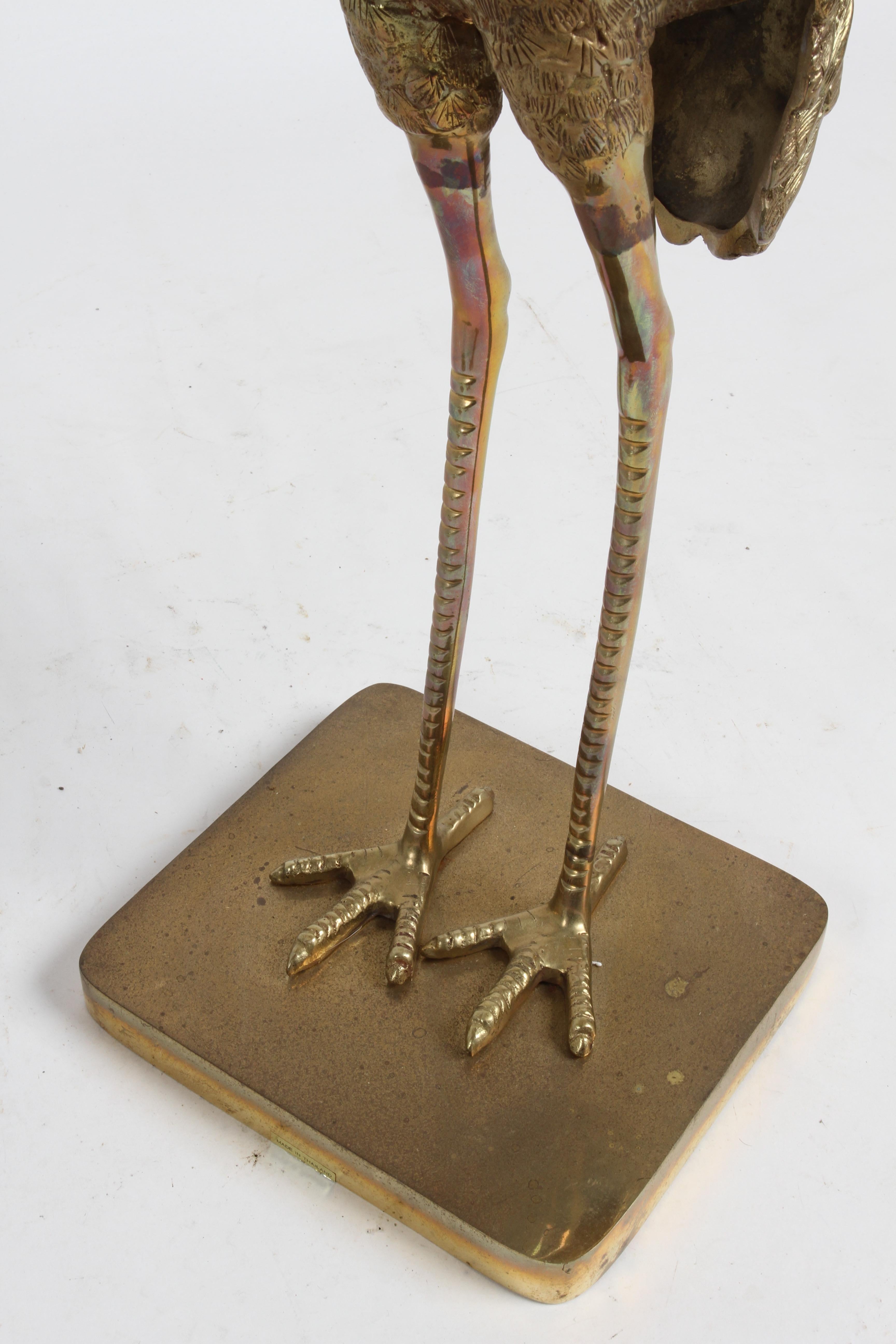 Pair of Hollywood Regency Circa 1970s Large Brass Cranes or Herons Sculptures For Sale 14