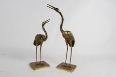 Pair of Hollywood Regency Circa 1970s Large Brass Cranes or Herons Sculptures