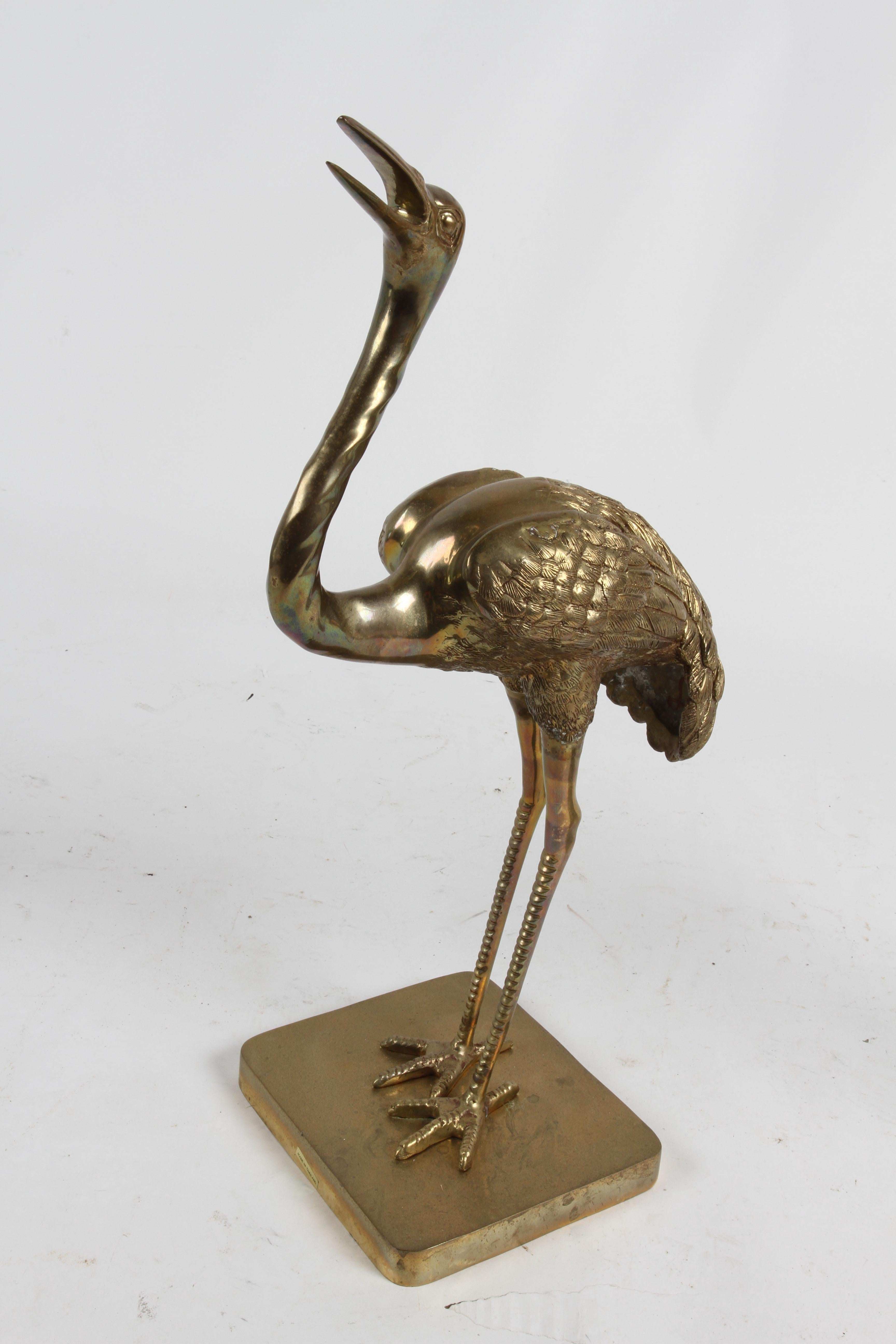 Pair of Hollywood Regency Circa 1970s Large Brass Cranes or Herons Sculptures For Sale 15