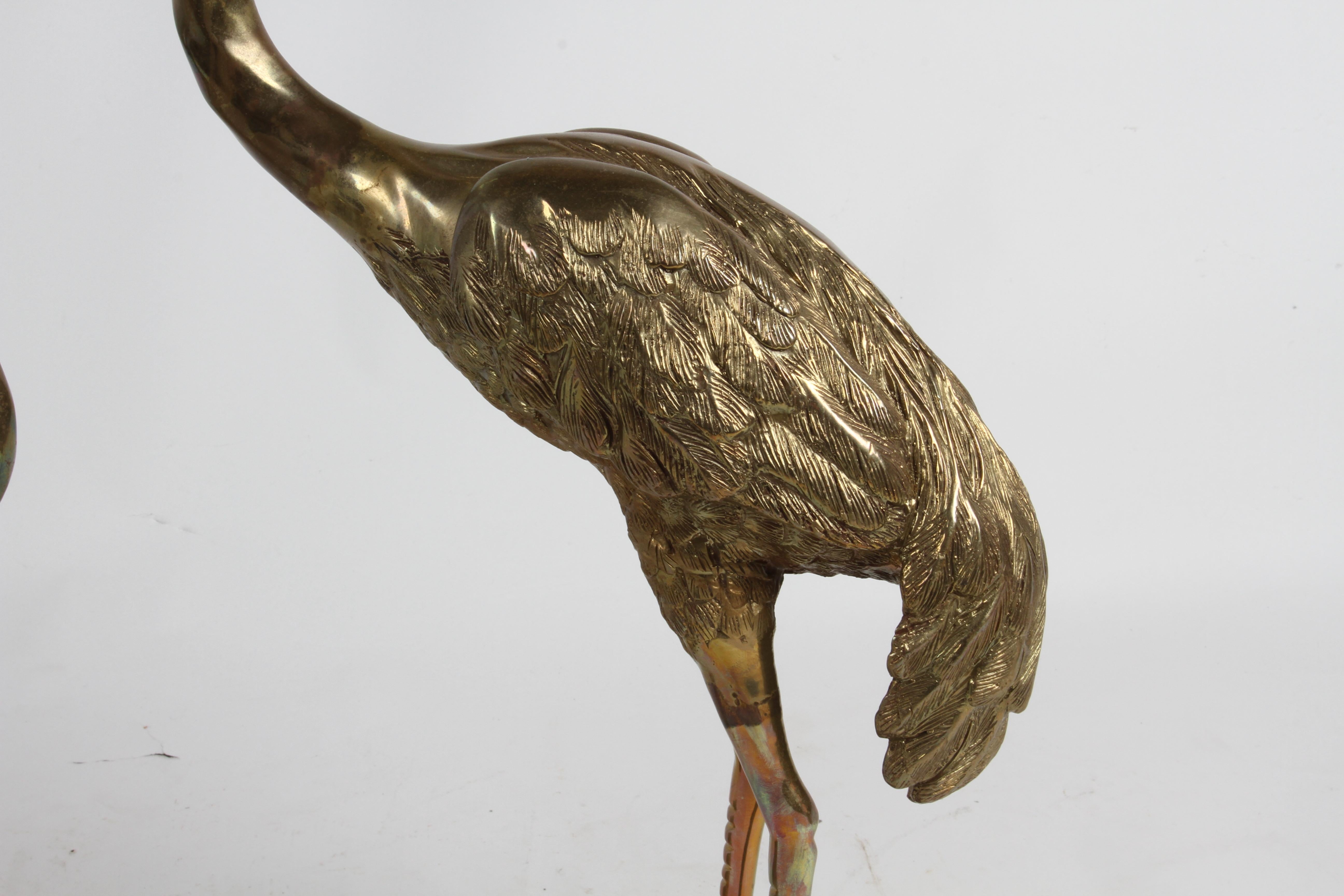 Pair of Hollywood Regency Circa 1970s Large Brass Cranes or Herons Sculptures For Sale 1