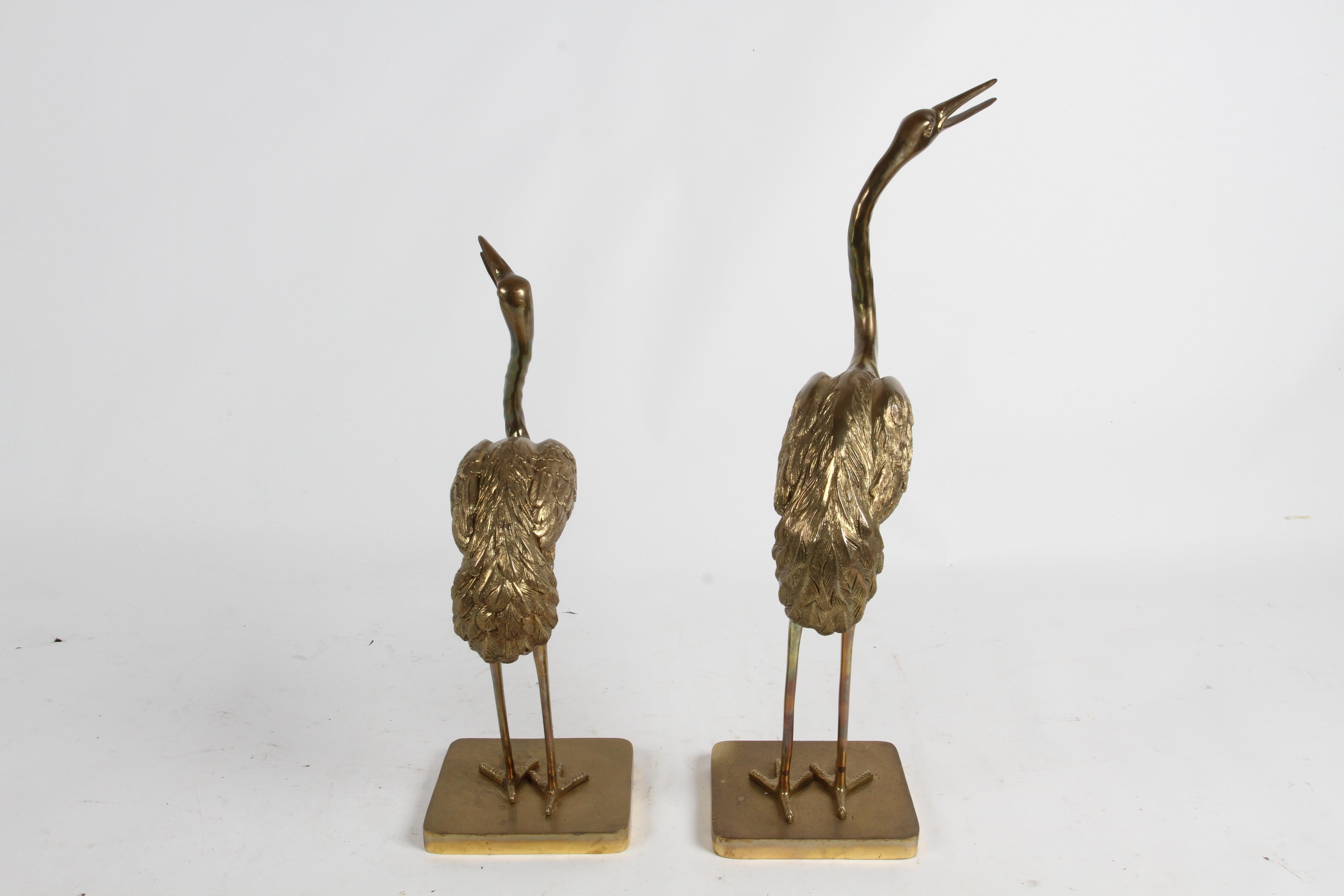 Pair of Hollywood Regency Circa 1970s Large Brass Cranes or Herons Sculptures For Sale 3