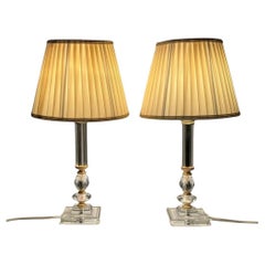 Pair of Hollywood regency crystal table lamp