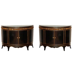 Pair of Hollywood Regency Demi-Lune Cabinets