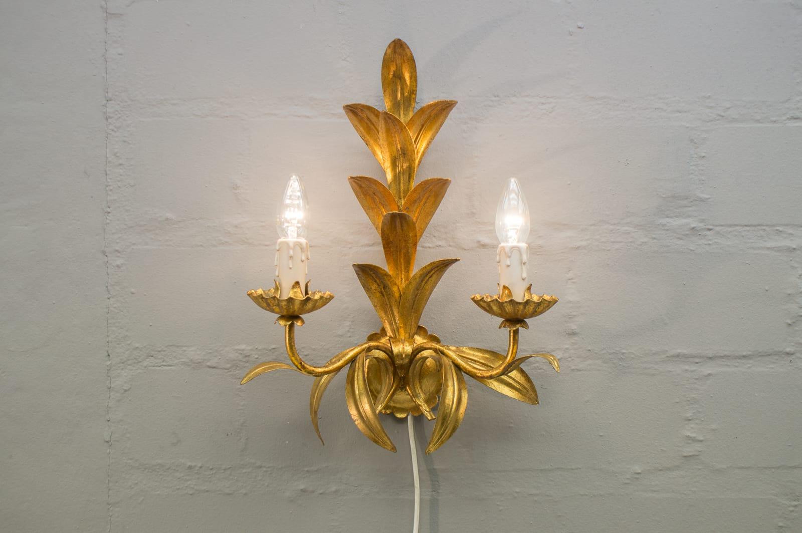 Late 20th Century Pair of Hollywood Regency Double Wall Lights by Hans Kögl, Germany, 1970s