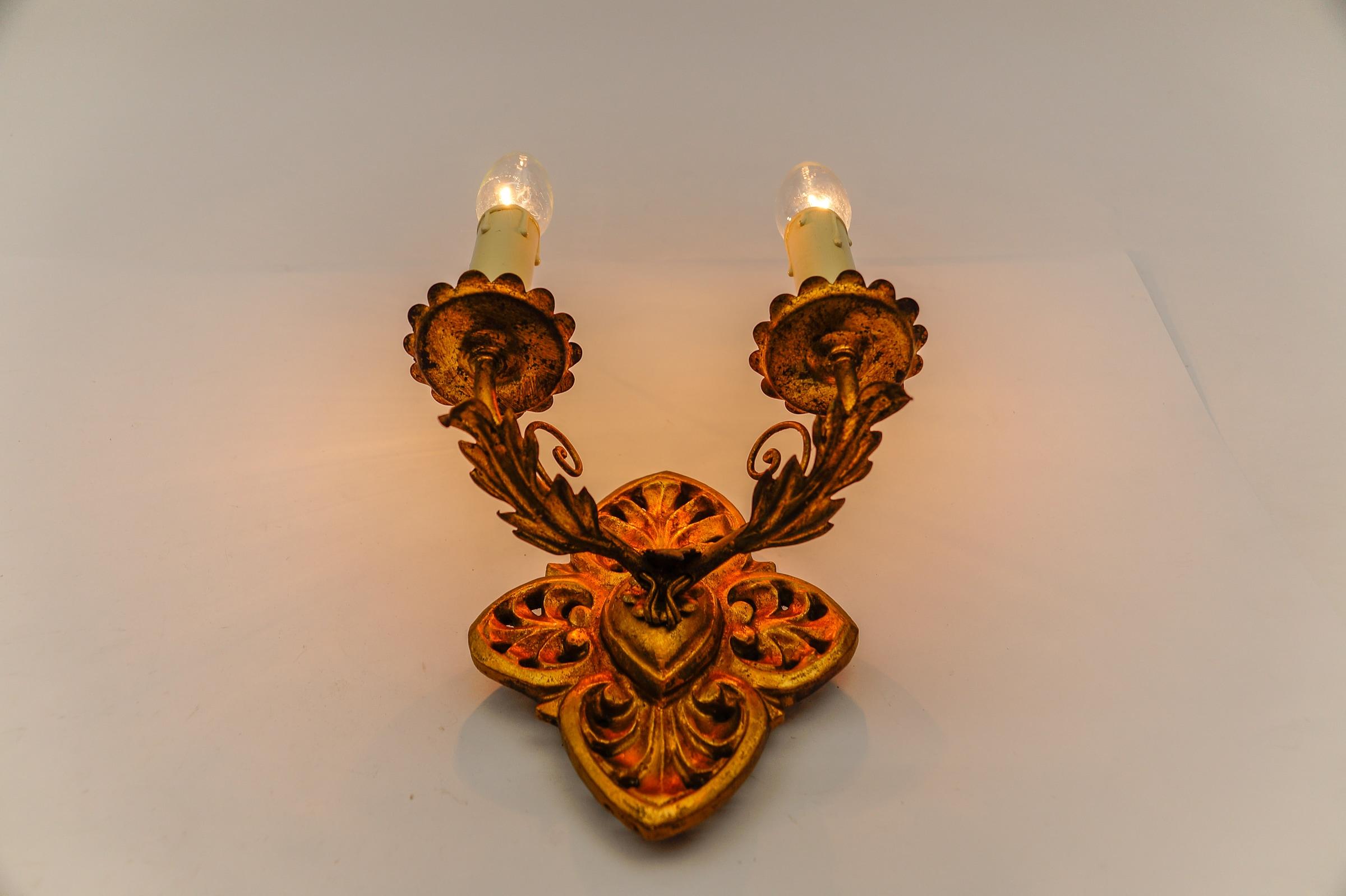 Pair of Hollywood Regency Double Wall Lights, Germany 1960s For Sale 6