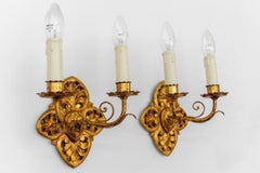 Pair of Hollywood Regency Double Wall Lights, Germany 1960s