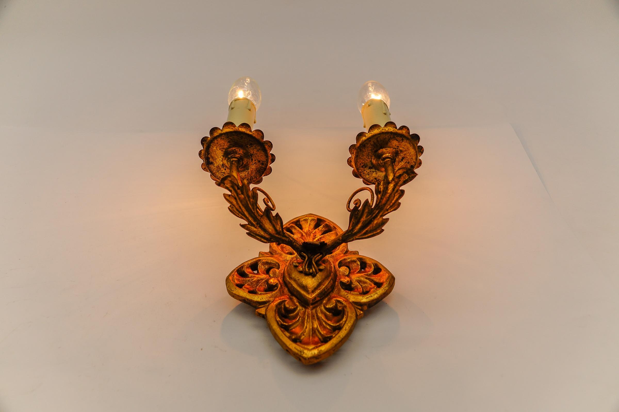 Pair of Hollywood Regency Double Wall Lights, Germany 1960s For Sale 2