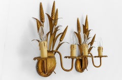 Pair of Hollywood Regency Double Wheat Wall Lights by Hans Kögl, Germany, 1970s