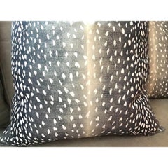 Pair of Hollywood Regency Down Filled Vern Yip Antelope in Navy, 22"