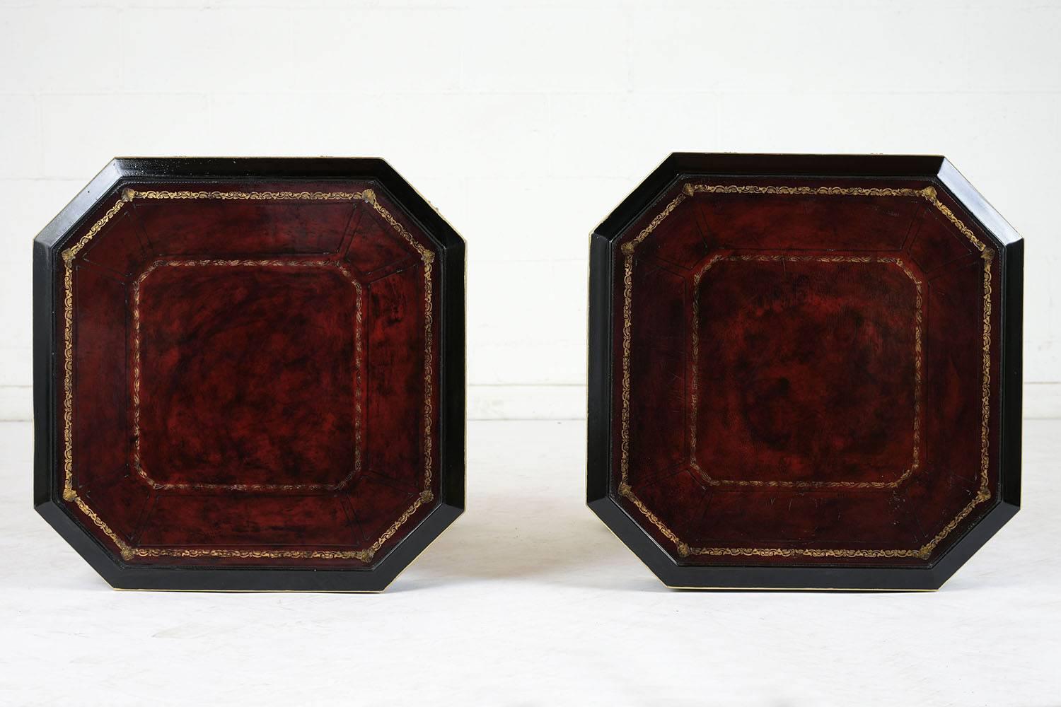 Pair of Hollywood Regency Ebonized Side Tables 3