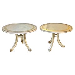 Pair of Hollywood Regency Églomisé Top Painted Side, End or Centre Tables