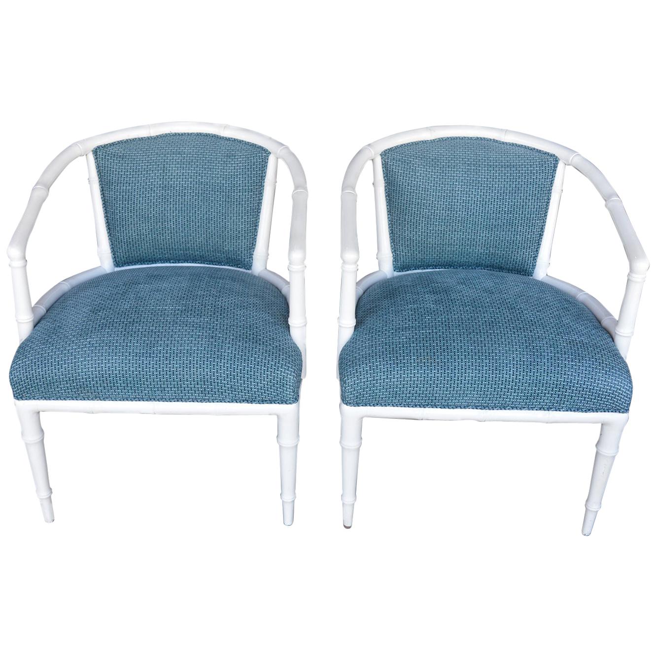 Pair of Hollywood Regency Faux Bamboo Chairs