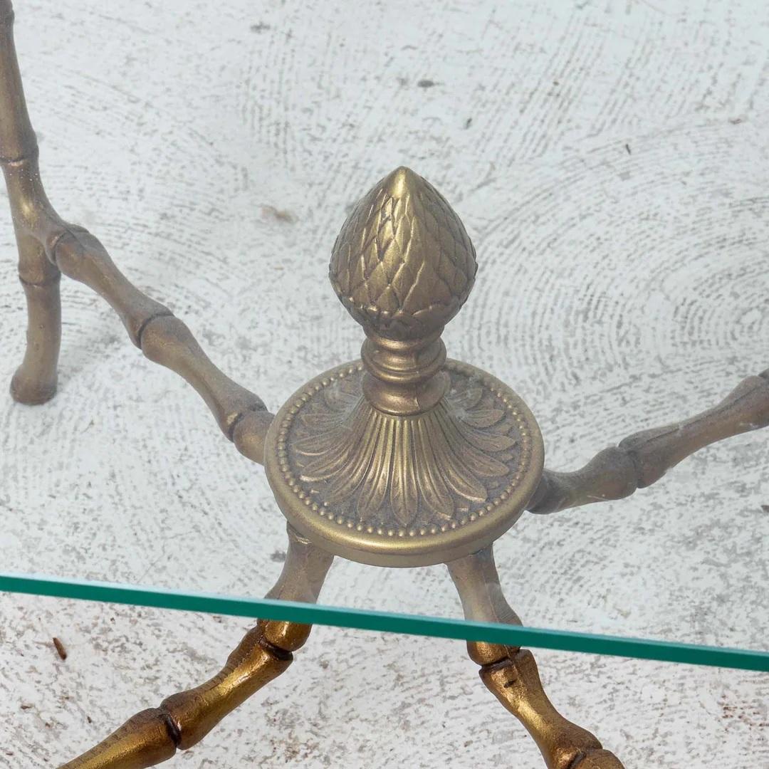 20th Century Pair of Hollywood Regency Faux Bamboo Maison Bagues Style Cocktail End Tables For Sale