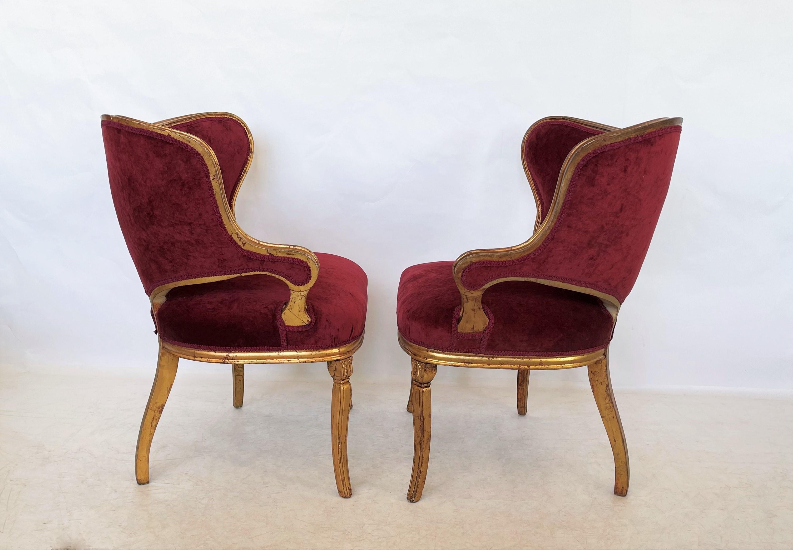 Mid-20th Century Pair of Hollywood Regency Fireside Chairs Attributed to Grosfeld House For Sale