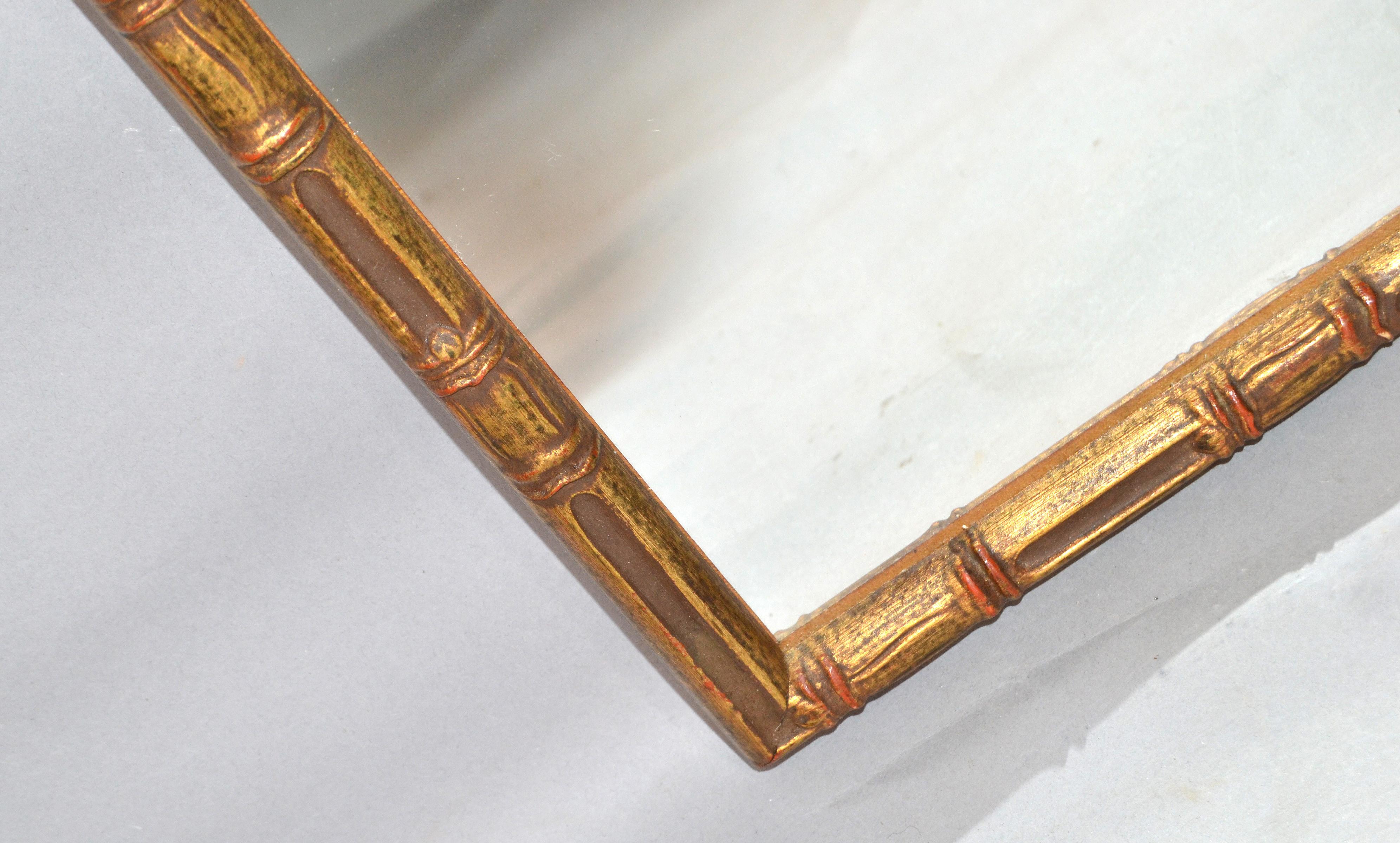 Pair of Hollywood Regency Gilt Faux Bamboo Wall Mirror 5
