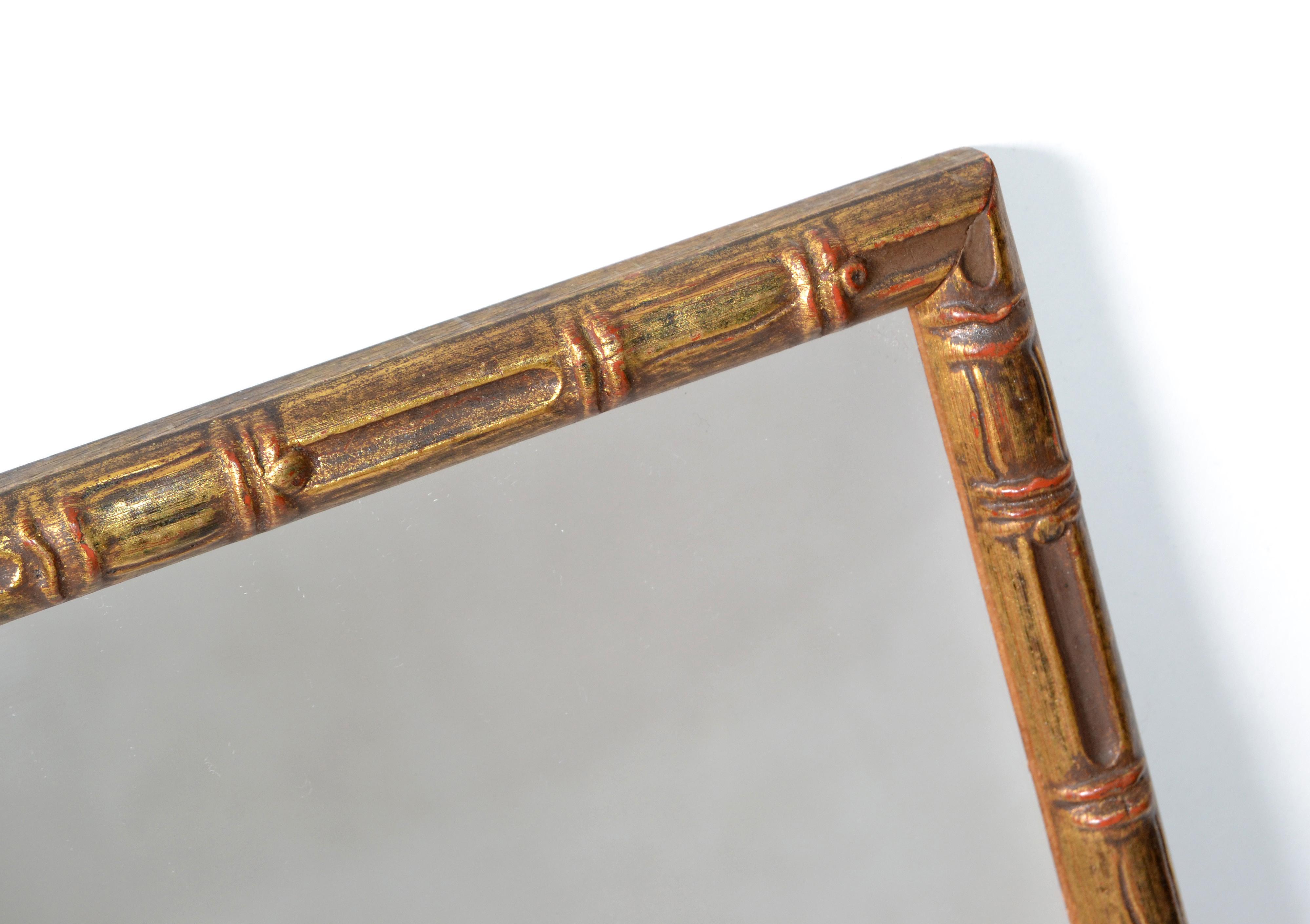Pair of Hollywood Regency Gilt Faux Bamboo Wall Mirror 7