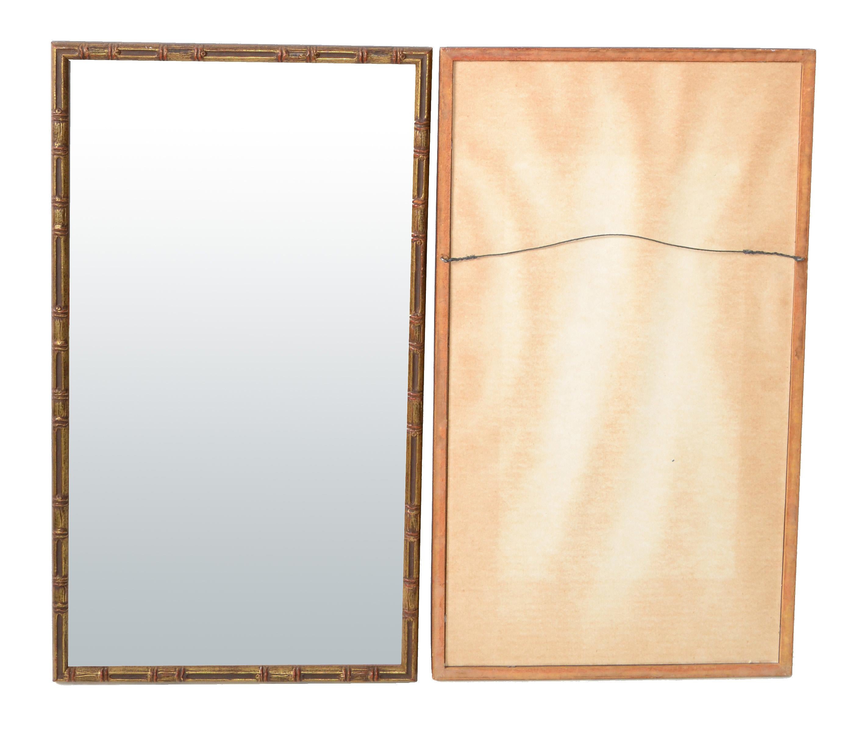 Pair of Hollywood Regency Gilt Faux Bamboo Wall Mirror 8