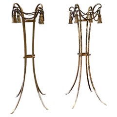 Pair of Hollywood Regency Gilt Iron Plant Stands