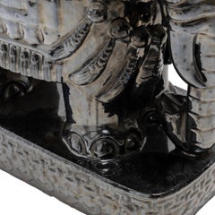 Pair of Hollywood Regency Glazed Ceramic Elephant Stools