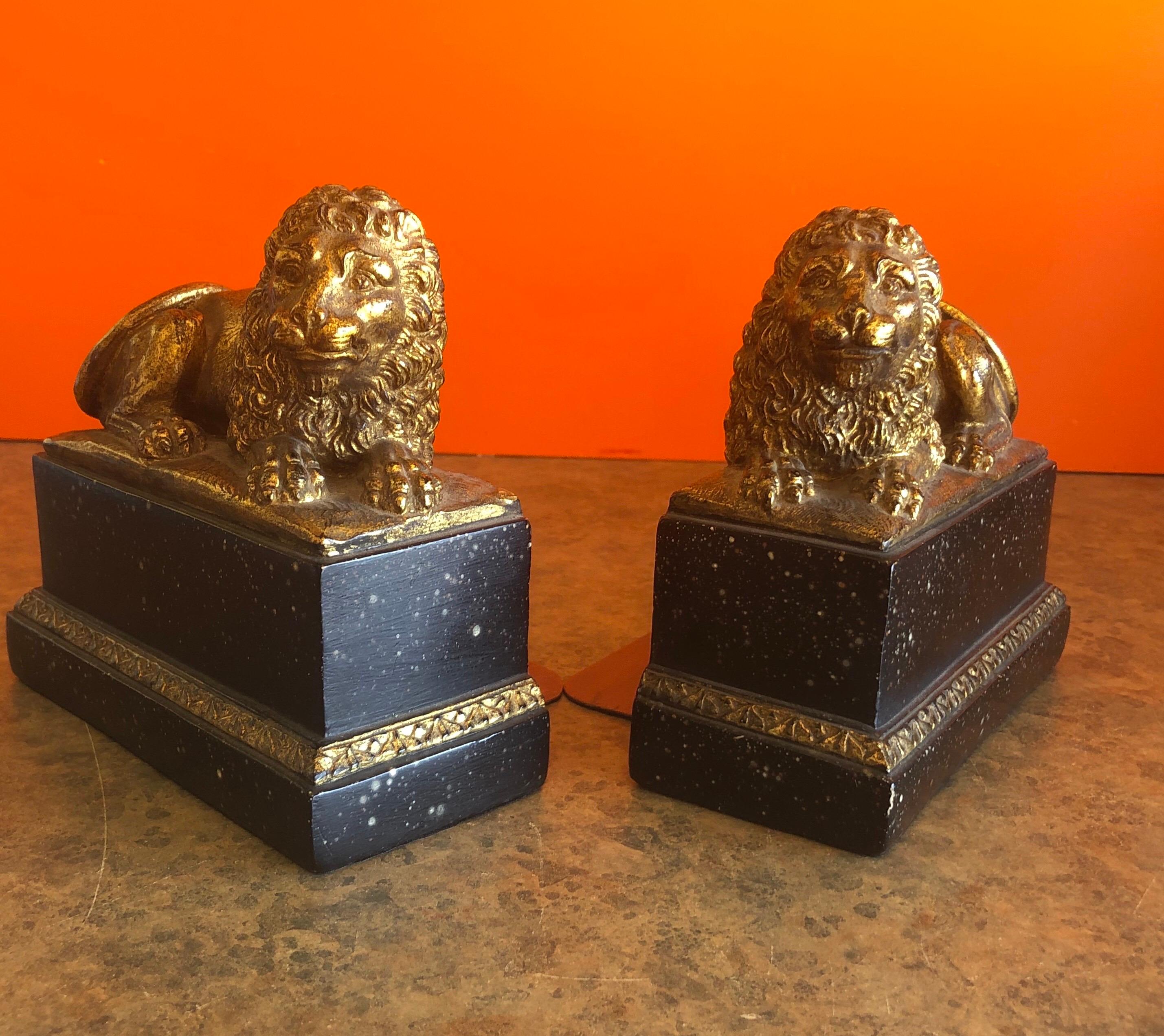 gold lion bookends