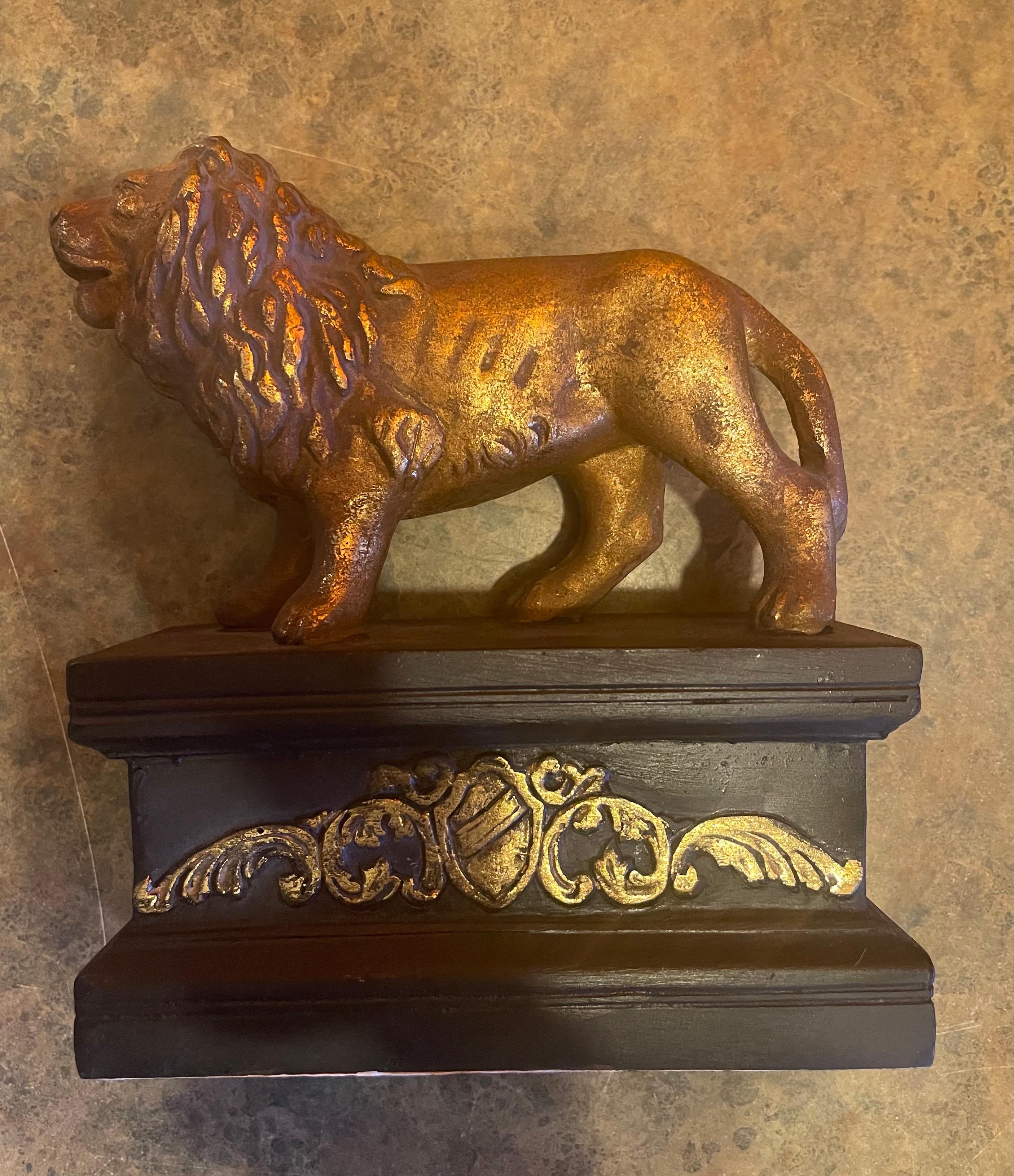 Pair of Hollywood Regency Gold Gilt Lion Bookends  For Sale 3