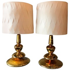 Vintage Pair of Hollywood Regency Gold Mercury Glass Table Lamps
