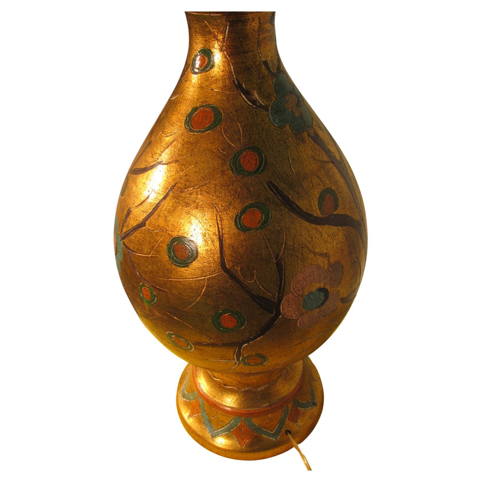 italien Paire de Lampes de Table Italiennes en Terre Cuite avec Dorures, Fabriquées à la Main, de Style Hollywood Regence en vente