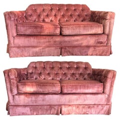 Pair of Hollywood Regency Hickory White Settee Sofas