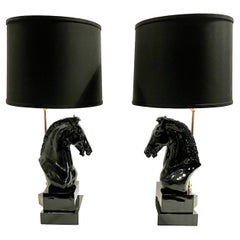 Paire de lampes à tête de cheval Hollywood Regency