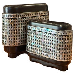 Pair of Hollywood Regency Inlaid MOP Boxes by Maitland Smith