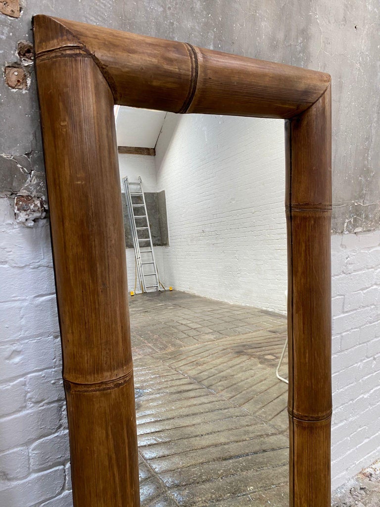 Pair of Hollywood Regency Jumbo Bamboo Mirrors For Sale at 1stDibs