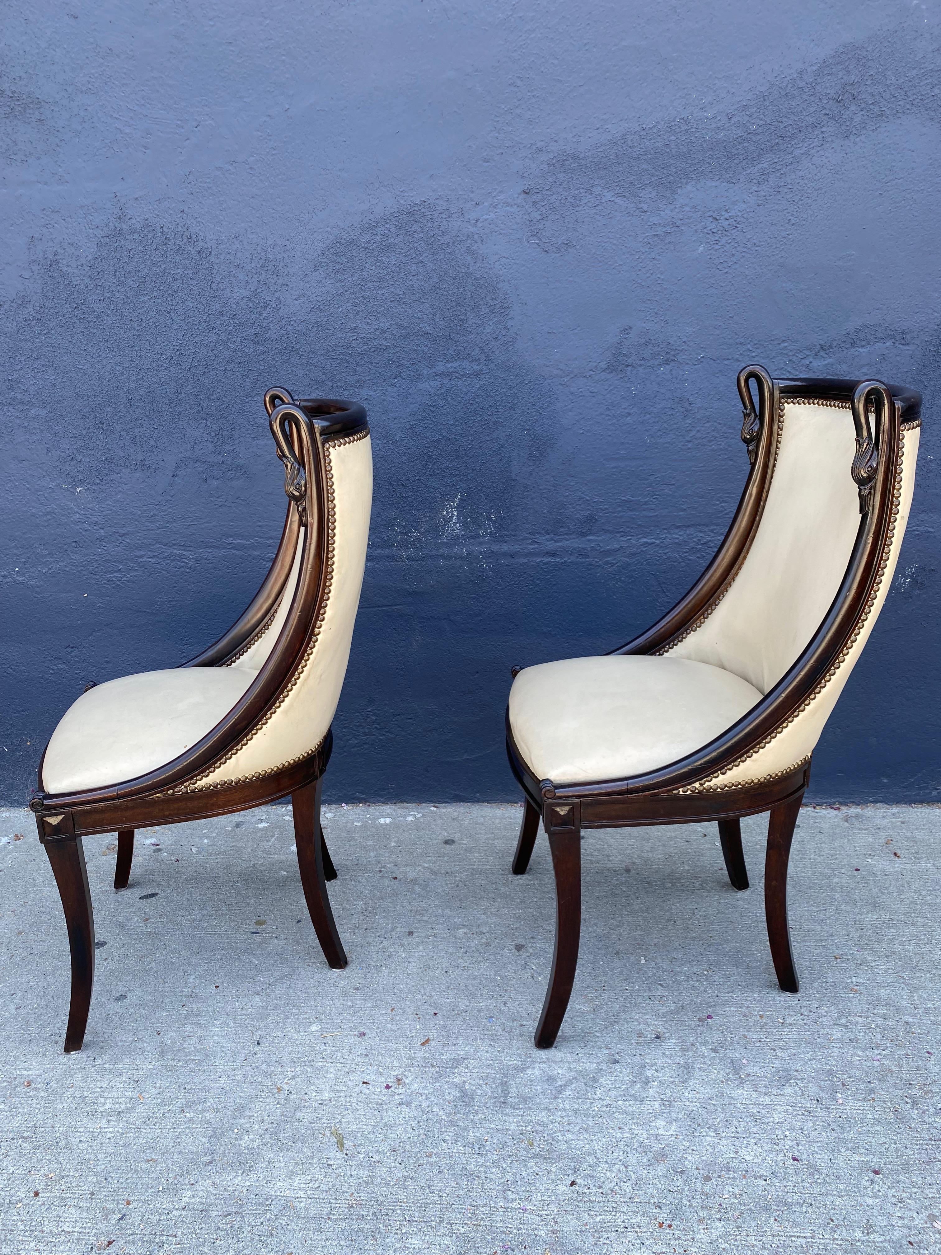 Empire Pair of Hollywood Regency Klismos Chairs