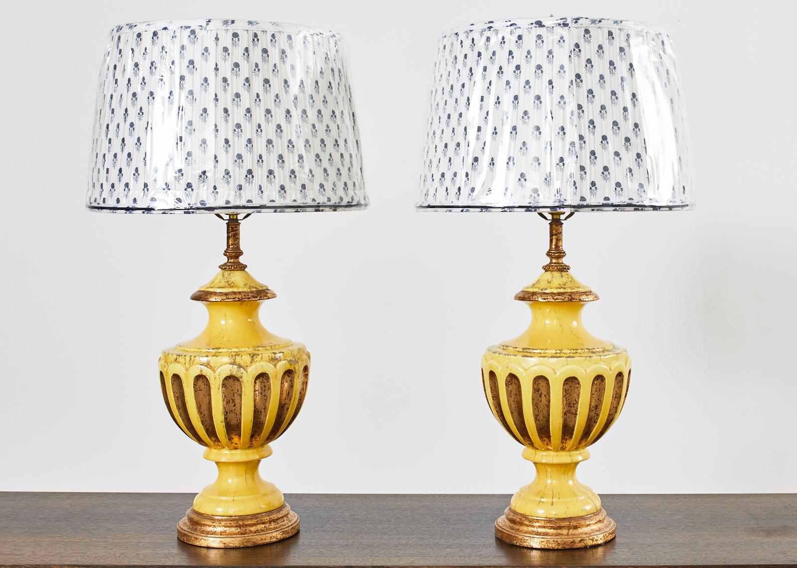 Glazed Pair of Hollywood Regency Lamps by Nardini Studio of California For Sale