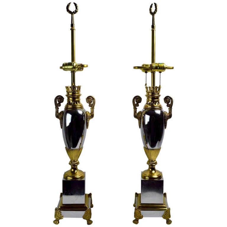 Pair of Hollywood Regency Lamps by Tyndale For Sale