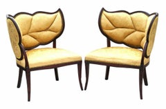 Pareja De Sillas Laterales Con Respaldo De Hoja Hollywood Regency Maison Jansen Años 1930
