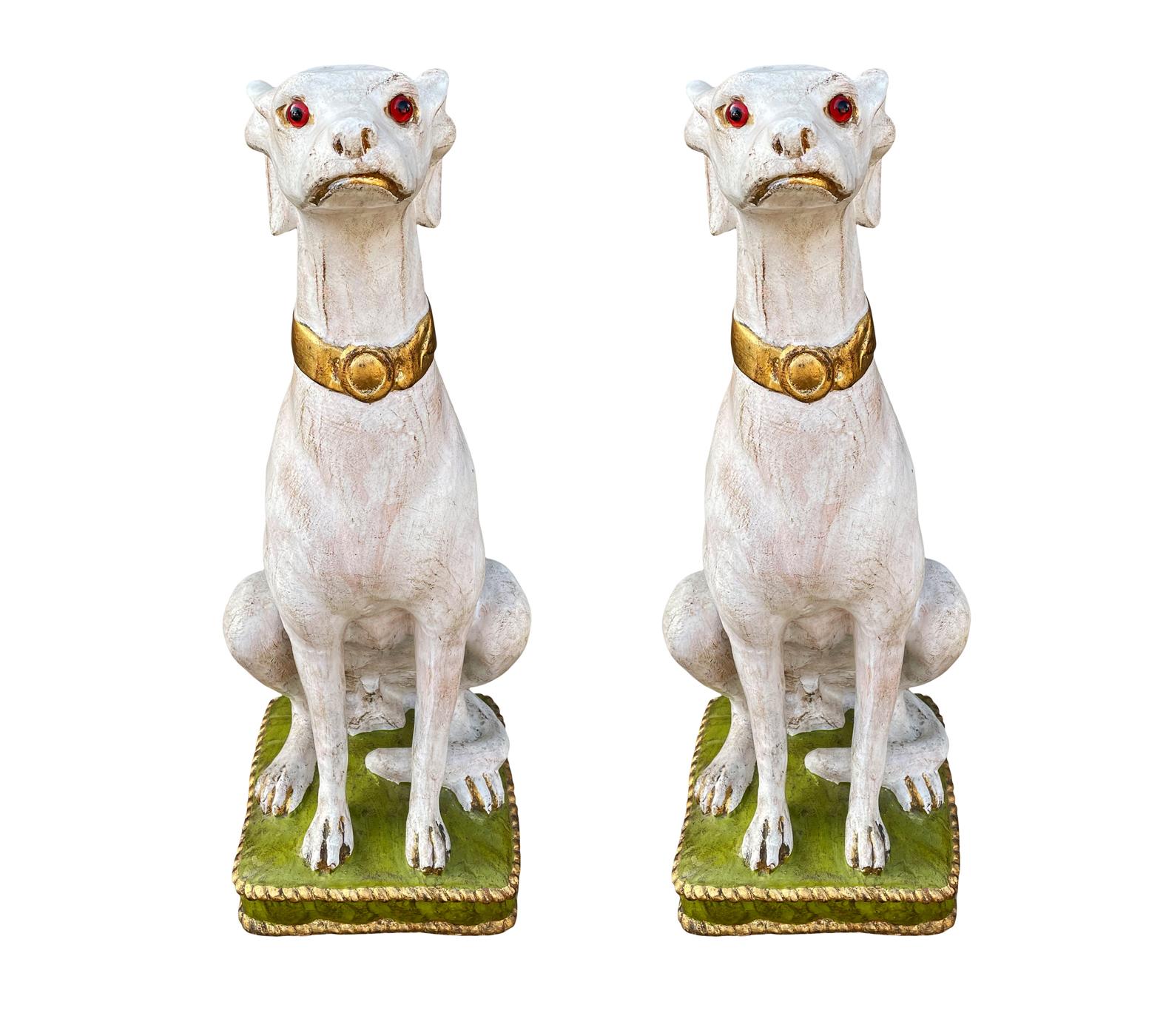 Pair of Hollywood Regency Life Size Seated Italian Greyhound Statues Sculptures 4