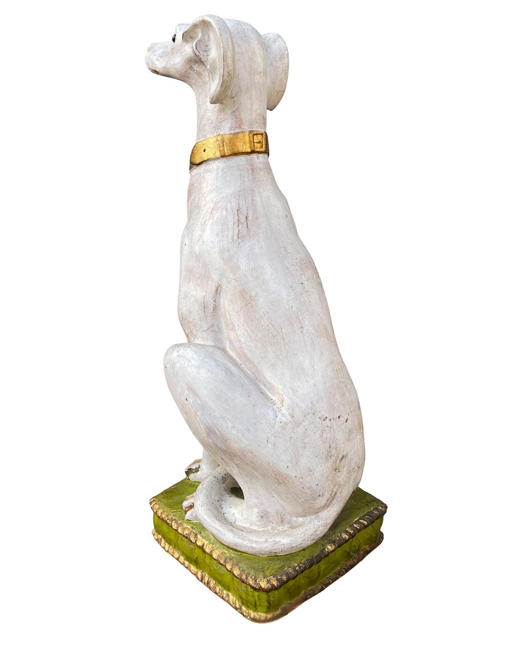 Pair of Hollywood Regency Life Size Seated Italian Greyhound Statues Sculptures 5