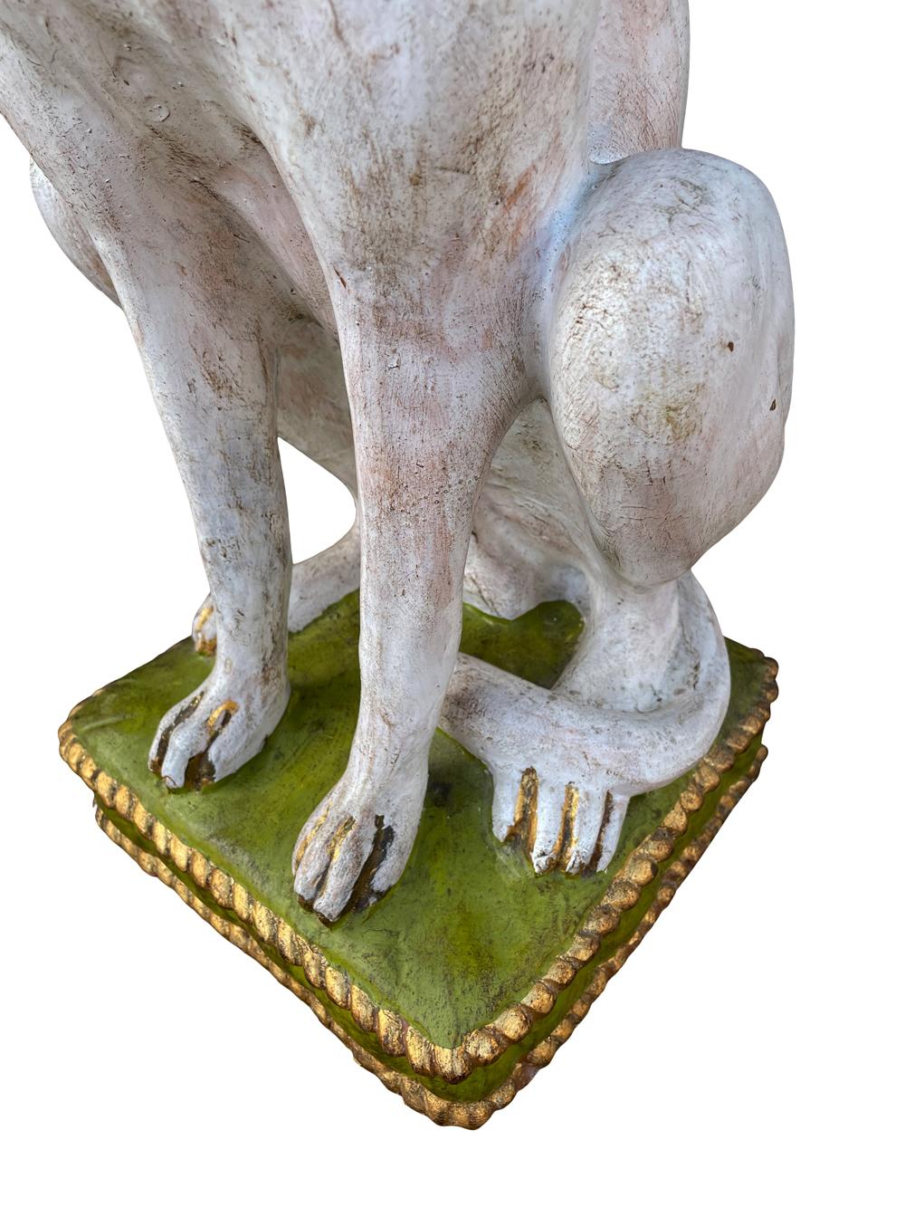 Ceramic Pair of Hollywood Regency Life Size Seated Italian Greyhound Statues Sculptures