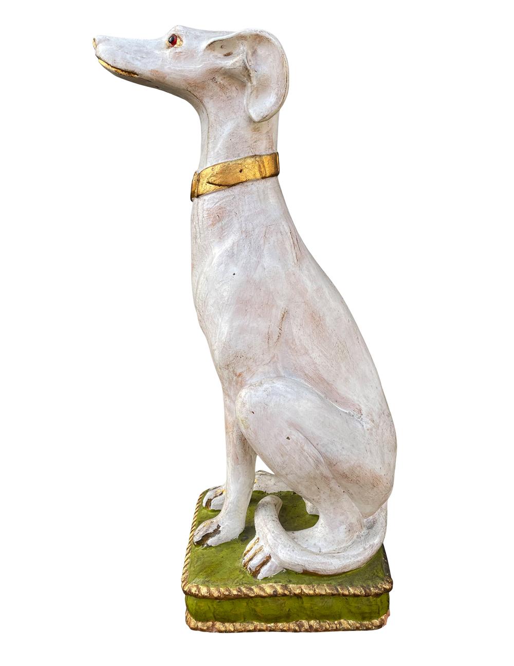 Pair of Hollywood Regency Life Size Seated Italian Greyhound Statues Sculptures 2