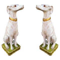 Pair of Hollywood Regency Life Size Seated Italian Greyhound Statues Sculptures