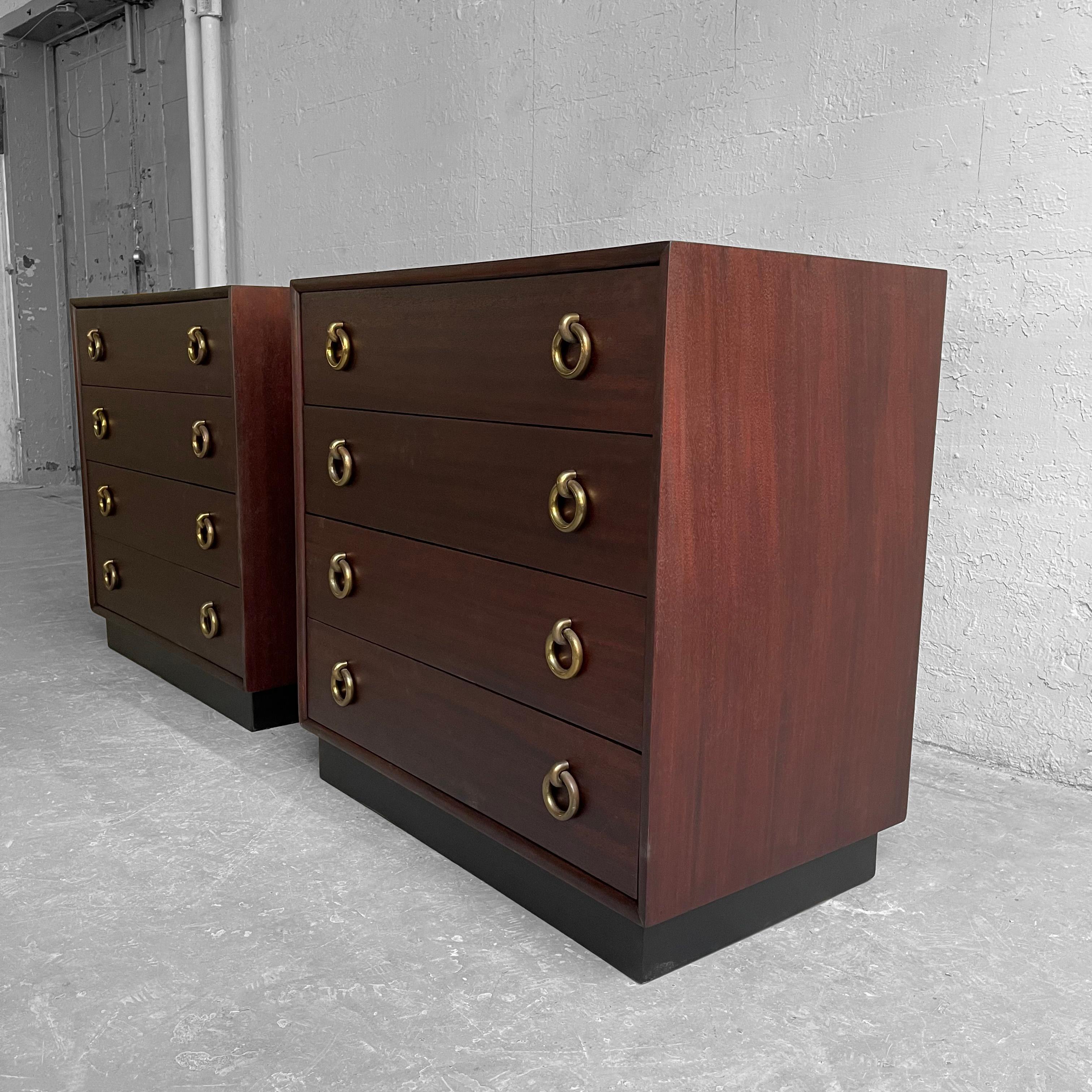 American Pair of Hollywood Regency Mahogany Dressers For Sale