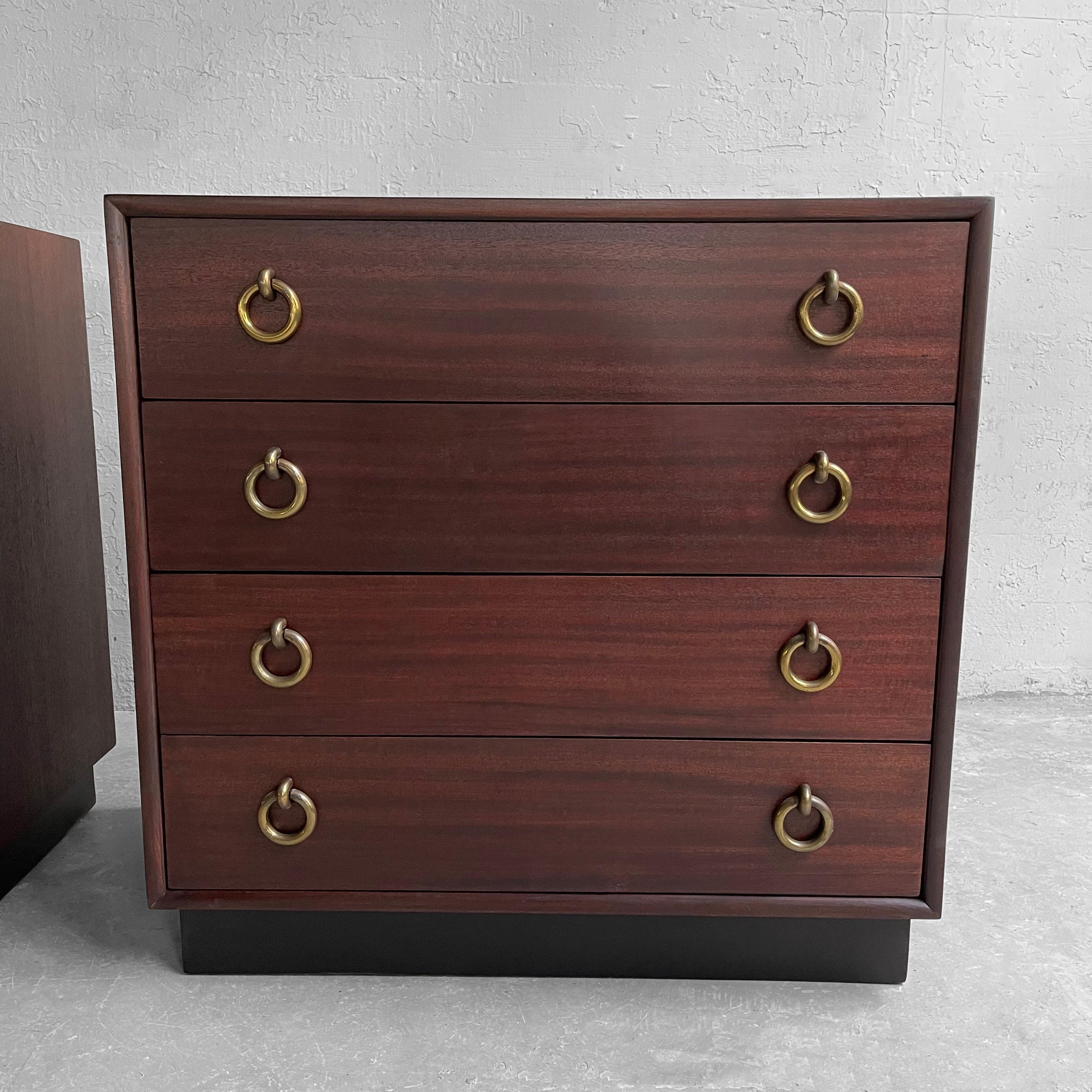Pair of Hollywood Regency Mahogany Dressers For Sale 1
