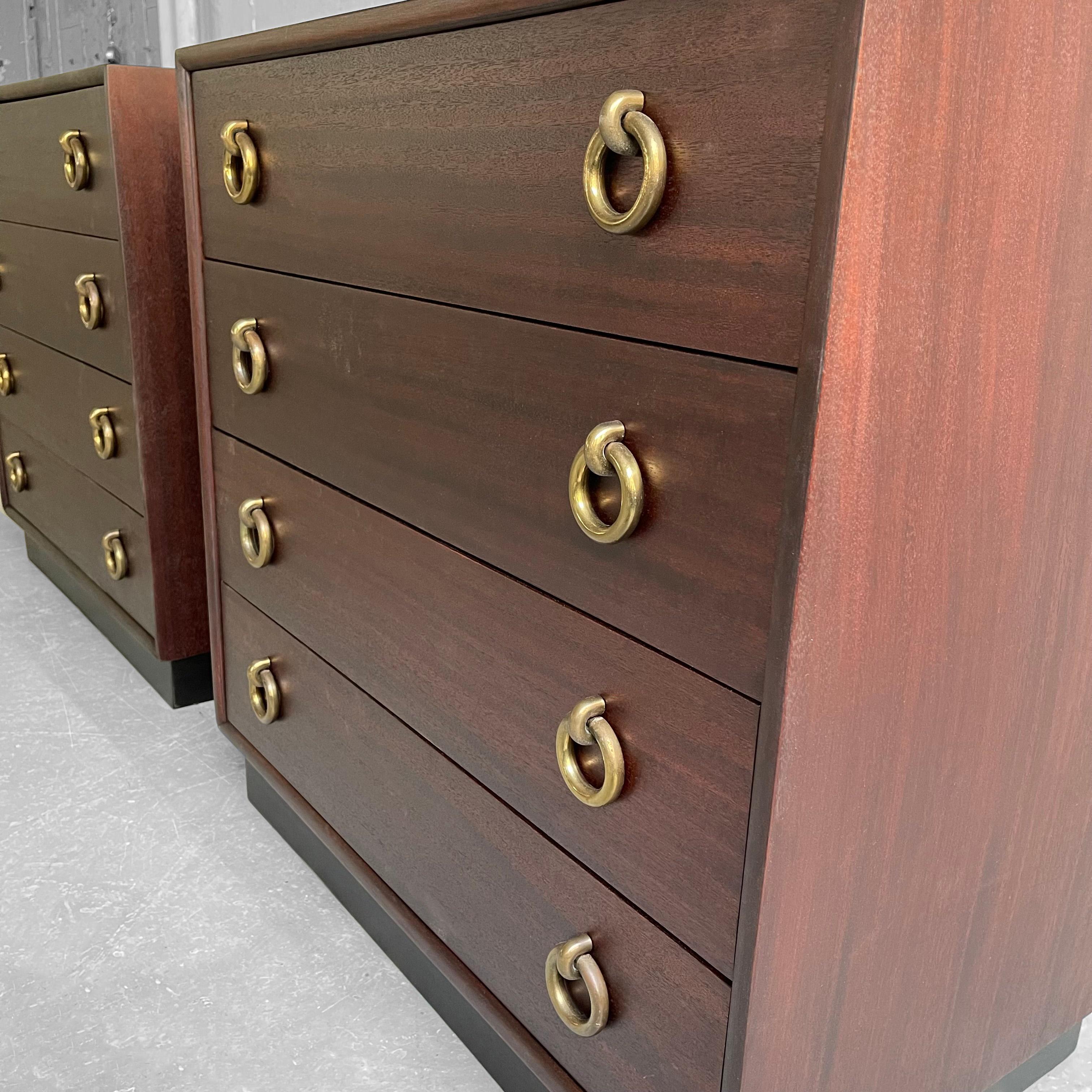 Pair of Hollywood Regency Mahogany Dressers For Sale 2