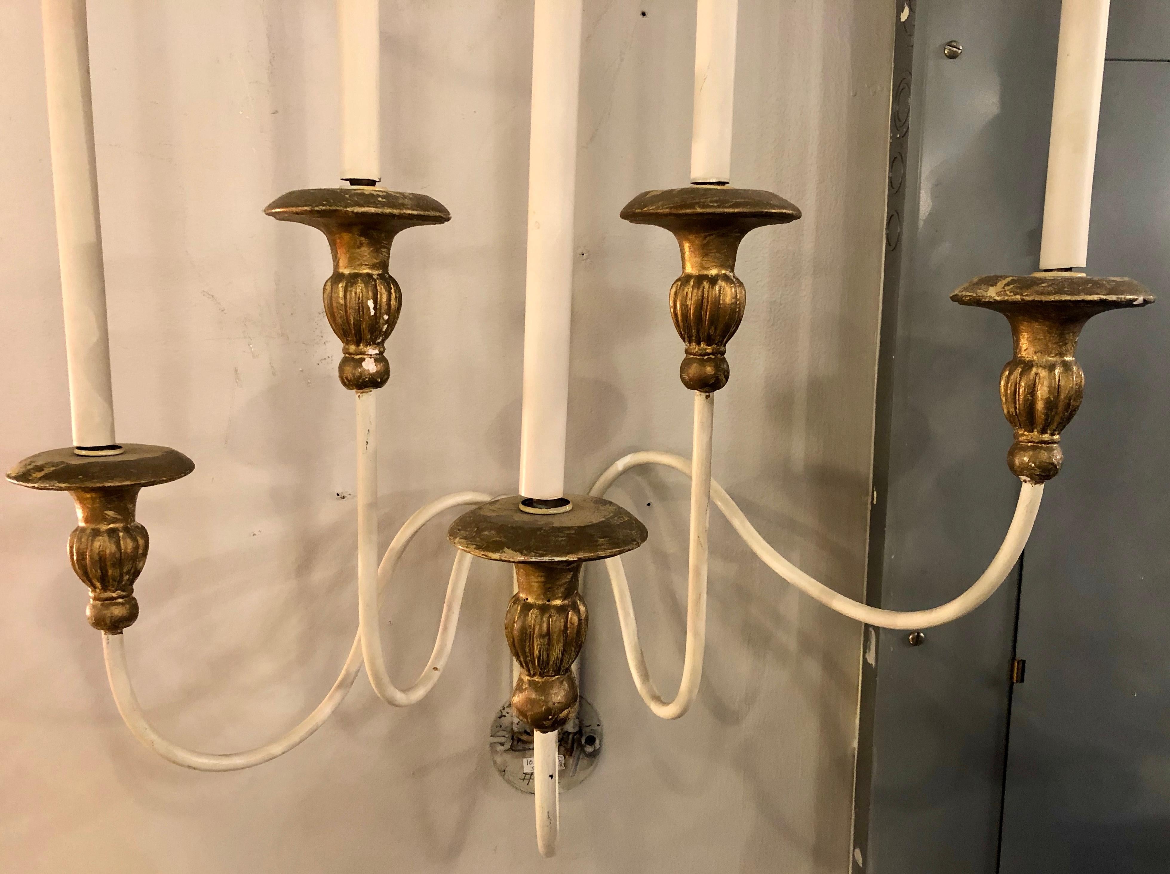 Pair of Hollywood Regency Maison Jansen Wall Sconces For Sale 3