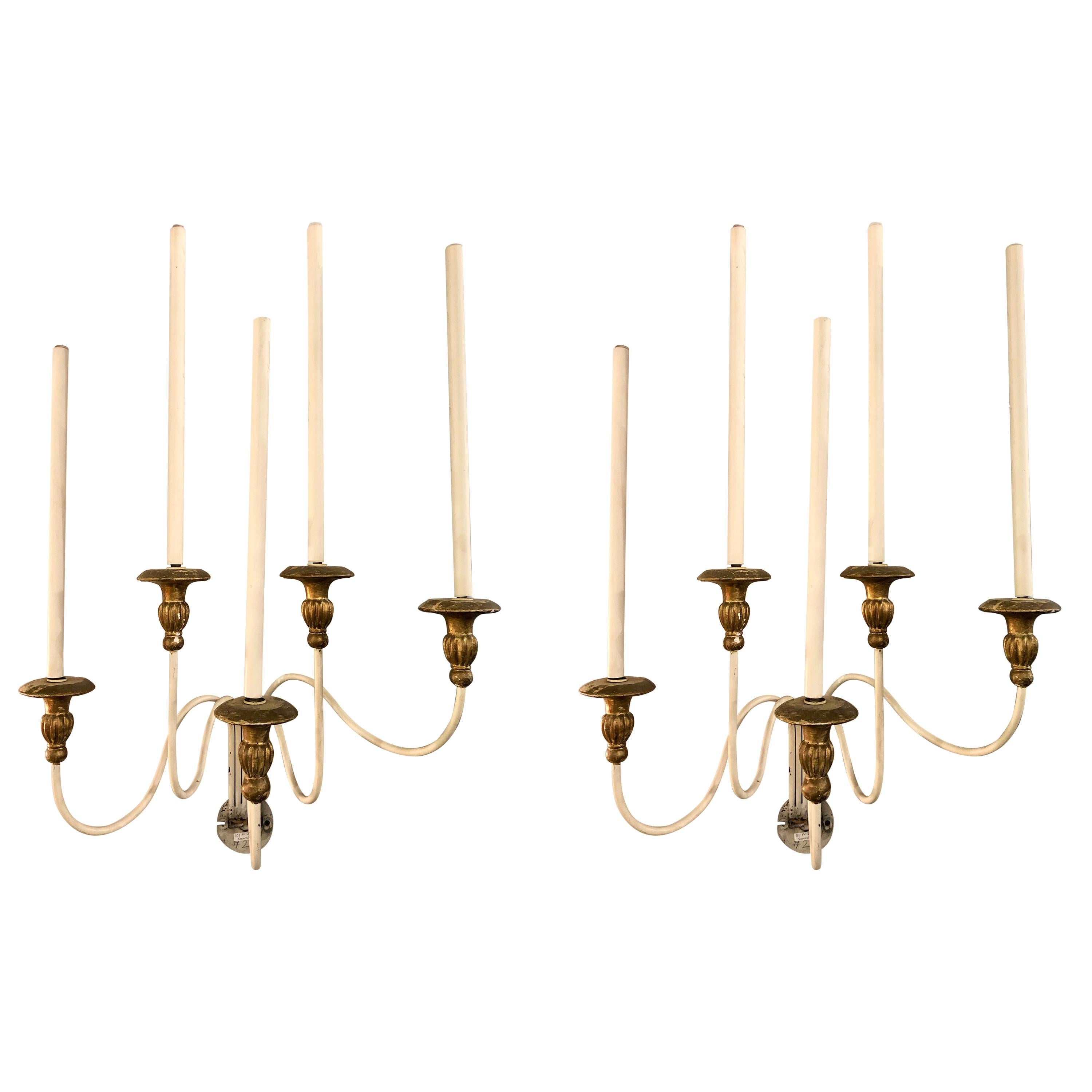 Pair of Hollywood Regency Maison Jansen Wall Sconces For Sale