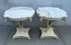 Pair of Hollywood Regency Marble Top Side Tables by Grosfeld House, 1940's