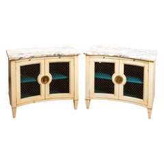 Pair of Hollywood Regency Marble Top Side Tables