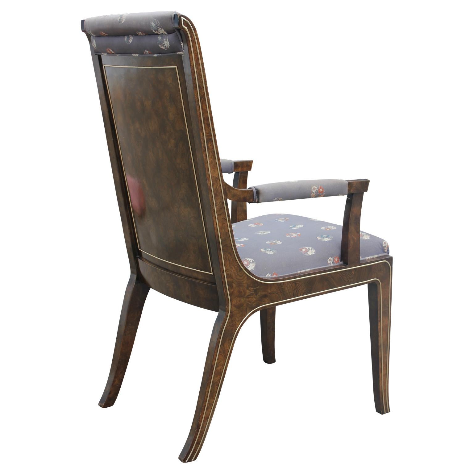 Late 20th Century Pair of Hollywood Regency Mastercraft Captian Chairs Designed by William Doezema