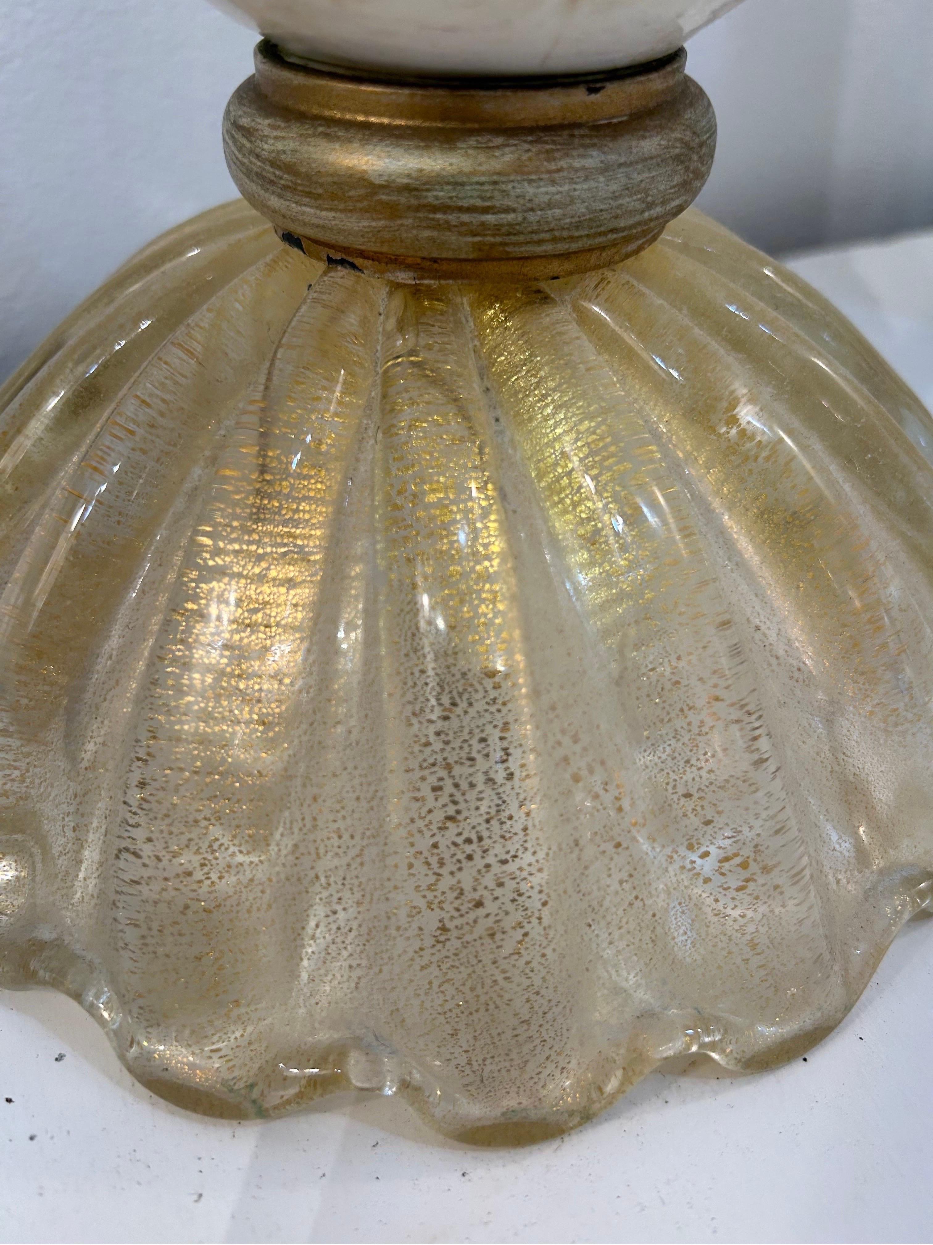 Vetro soffiato Coppia di lampade Hollywood Regency di Murano. in vendita